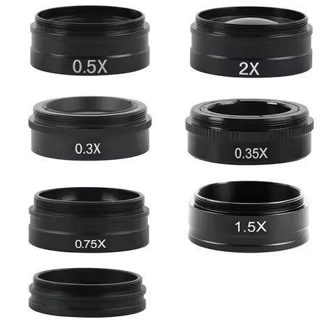 42mm Thread Mounting 0.3X 0.35X 0.5X 0.75X 1.5X 2X Barlow Lens 1X Protective Glass Microscopio Camer
