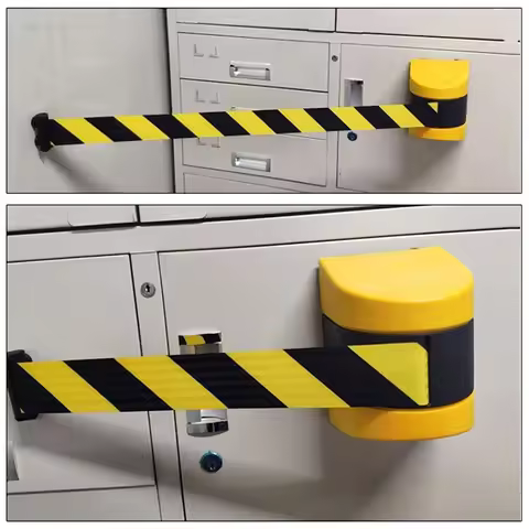 L68AMagnetic Retractable Belt Barrier, Queue Barrier Belt with Magnetic Adsorption, 10M Safety Cordo