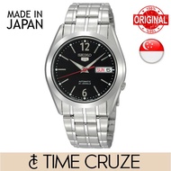 [Time Cruze] Seiko 5 SNKF01J  Automatic 21 Jewels Japan Made Stainless Steel Black Dial Men Watch SNKF01 SNKF01J