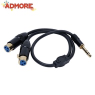 ADMORE Dual XLR Female to 1/4in Male, Stereo Audio 0.5m / 1.6ft 6.35mm TRS to 2 XLR Y Splitter Cable