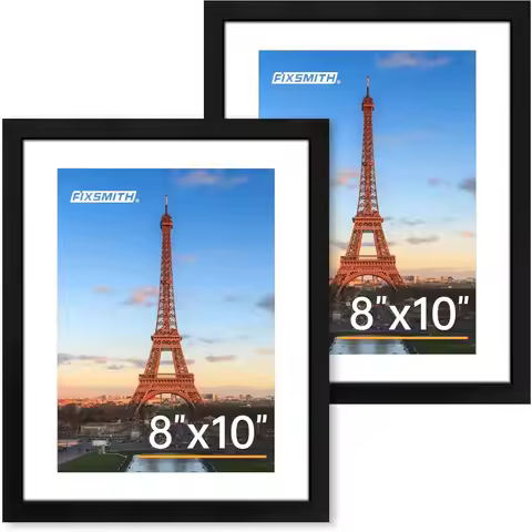 8x10 Picture Frame Set of 2, HD Plexiglass Photo Frame Display 5x7 with Mat or 8x10 Without Mat for 