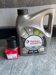 [สังเคราะห์แท้ 100%]น้ำมันเครื่อง Total 0w-20  สำหรับ Nissan มาร์ช อัลเมร่า พร้อมกรองเครื่อง ขนาด 3 