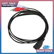 HAN_ 15m USB A Female Socket to 2 RCA Male Plug Audio Video Extension Cable Cord