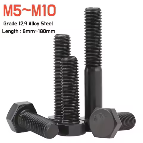 M5 M6 M8 M10 Black External Hexagon Outside Hex Head Cap Screws Bolt High Tensile Grade 12.9 Steel D