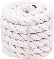 White Cotton Rope (1 Inch x 32 Feet) Natural Thick Rope for Landscaping, Railing, Climbing, Decorating,Tug of War