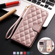 Caisng For Samsung A51 A71 A21S S10 Plus A20E A10E Fashion Shiny Lattice Wallet Flip Leather Case Rope Cover Magnet Buckle