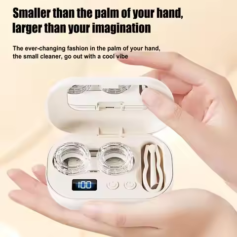 Rechargable Portable Ultrasonic Contact Lens Cleaner Machine Fit Disposal Soft Lens, Colored Contact