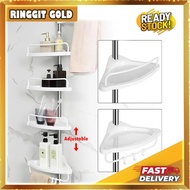 Ringgit Gold Adjustable 4Tier Bathroom Rack Bathroom Corner Toilet Kitchen Shelf Storage Organizer Rak Shampoo Rak Dapur