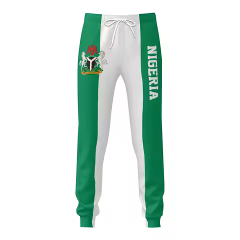 Mens Sweatpants Nigeria Flag Nigerian Pants with Pockets Joggers Soccer Football Multifunction Sport