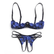 10 Style Underwear Set Women Lingerie Velvet Embroidered Push Up Open Cup Bra Panty Set Ropa Interior Femenina Conjunto