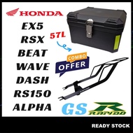 (Honda) GS 57L Top Box+RAPIDO Monorack RSX RS150 EX5 Dream ADV Dash Alpha Motorcycle Accessories ️