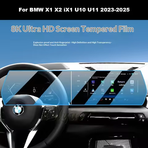 Tempered glass screen protector film For BMW X1 X2 iX1 U10 U11 2023-2025 Car GPS Navigation and Dash