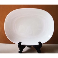 ♞JAPAN SURPLUS! ORIGINAL ARCOPAL YAMAZAKI WHITE VESSEL OVAL/ RECTANGULAR PASTA PLATE BOWL (1 PIECE)