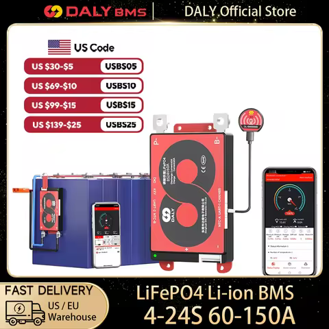 Daly Smart BMS for LifePo4 4S 12V 16S 48V 100A 200A 250A WIFI RS485 CANBUS Communication Solar Batte