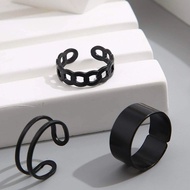 ACC 3pcs Korean Ring Set Fashion Ring Black Ring Ring Set Plain Ring Contents 3pcs