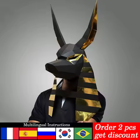Grim Reaper Anubis Mask Paper Model,Low Poly 3D Papercraft Art Origami Costume Party Cosplay,Handmad