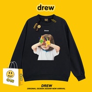 Drew เสื้อยืดคอกลมสำหรับผู้ชายและผู้หญิงกราฟฟิตีสาว LISA สไตล์เดียวกันพิมพ์เสื้อสวมหัวลำลองด้านบนอิน