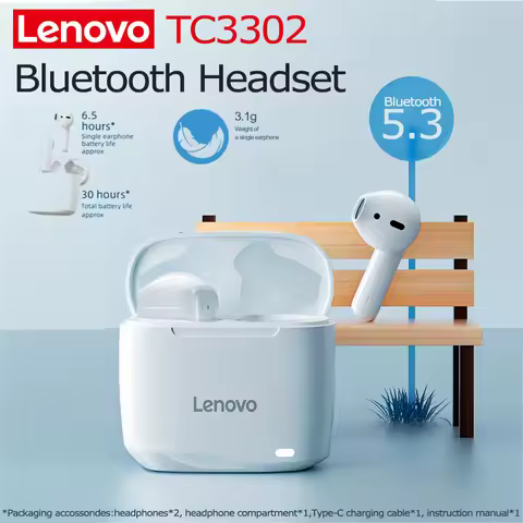 Lenovo Bluetooth Headset TC3302 Wireless Earphones Bluetooth5.3 High-definition Audio Big Battery Er