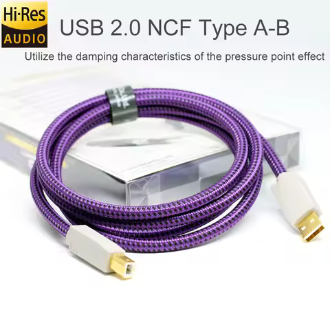 GT2 NCF USB-B Type A-B USB A To B Cable Solid 10% Silver-Plated HiFi Audio USB2.0 Digital Cable for 
