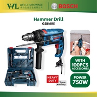 Bosch GSB16RE Impact Drill 750W with 100pcs Acc. / Bosch Drill Heavy / Hand Drill / Mesin Tebuk Luba