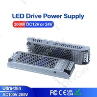 200W DC12V 16.0A DC24V 8.3A Ultra Thin LED Power Supply Lighting Transformers Adapter Switch 200W AC