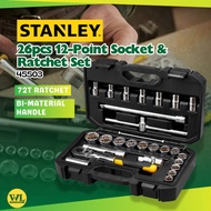 STANLEY 1/2" Drive 26pcs 12-Point Socket & Ratchet Set (8-32mm) STMT45503/ Box Socket Set Heavy