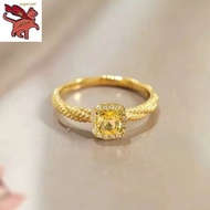 rantai emas 916 Full Diamond Small Square Sugar Ring Adjustable AU750 Accessories Jewelry Gifts Hypo
