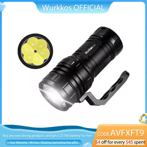 Wurkkos DL06 Diving Torch High Power Rechargeable 15000LMLED Flashlight 3*21700 6*XHP50.2 Power Bank