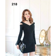 AF218 Bodycon dress with turtleneck, off shoulder, long sleeves