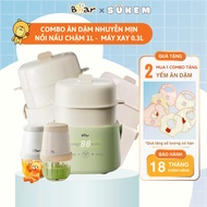 [ GENUINE BEAR DIET COMBO ] Bear Slow Cooker 1.0L 4H01E and 8-Blade Blender 0.3L 5H02D24