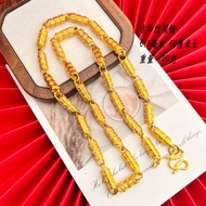 [Preferred] Gold-Plated Ancient Coin Pattern Cylindrical Necklace Unique Fashion 6mm Coin Solid Men'
