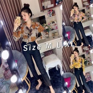 Full Set of floral shirt and pants with cute GC belt
