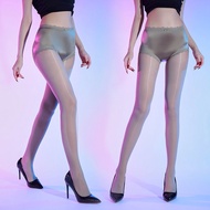 2025新品开裆缎面真丝内裤一体式油亮丝袜连袜912针丝滑马油袜感开档袜Open crotch satin silk underwear one-piece oil bright stockings2