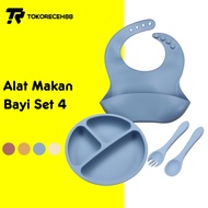 Tokoreceh88 1 Set of 4 pcs Silicone Children's Cutlery Baby Eating Utensils Baby Eating Utensils Set