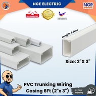 PVC| 1pcs / 6FT/ 2 x 3 PVC WIRING CASING / PVC TRUNKING / WIRE CASING / CASING ELEKTRIK