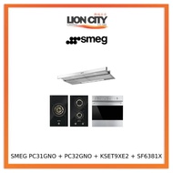 Smeg PC31GNO 30CM Gas Hob + PC32GNO 30CM Gas Hob + KSET9XE2 90cm Telescopic Hood + SF6381X Fan Assisted Oven 60cm Bundle