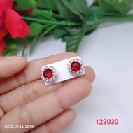 Anting Zirkon Merah Delima Elegan dengan Rantai Gold
