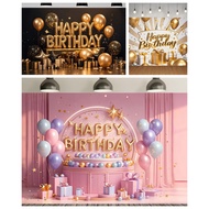 Pink gold black theme birthday background cloth birthday banner decorative birthday banner banner