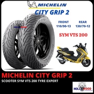 TAYAR SCOOTER SYM VTS 200 MICHELIN CITY GRIP 2 SCOOTER TYRE EXPERT FRONT 110.90.13 REAR 130.70.12 KING OF RAIN TIRE