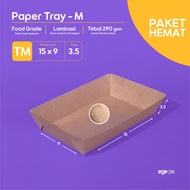 Economical package | Paper Tray M | Dine in Paper Plates | 290gsm Thick Waterproof Lamination | 15x9