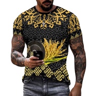 T-shirt Kaamatan (Sunduvan Kaamatan) Jersey Corak Etnik Borneo Round Neck