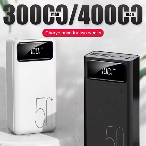 30000mAh/40000mAh Power Bank Micro USB QC Fast Charging Outdoor Camping Powerbank LED Display Portab