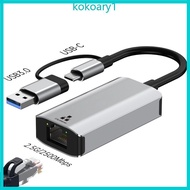 KOKO Aluminum Alloy USB A USB C to RJ45 Gigabit Ethernet Adapter 2 5Gbps 1Gbps Fast Speed Design