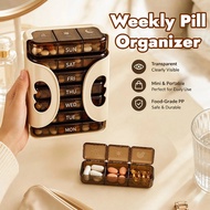 Weekly Pill Organizer 7 Days Seven Day Pill Box Transparent Mini Portable Kotak Ubat Kesihatan