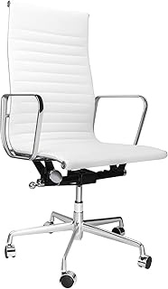 High Back Replica Swivel Chair with Armrests Chromed Base Gaming Chair for Office Meeting Room (Color : White)