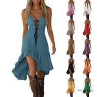 ʚ ɞ* Womens Dresses Vintage Cowgirl Dress Casual Sleeveless Ruffled Sundresses Halloween Western Out