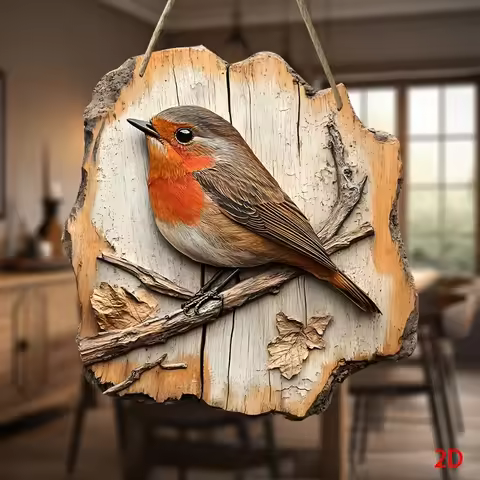 Vintage 2D Sparrow Bird Wooden Signage 8in Farmhouse Wall Decoration Garden Flower Bird Market Porch