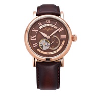 ARIES GOLD AUTOMATIC  INSPIRE GAUNTLET VINTAGE ROSE GOLD STAINLESS STEEL G 903 RG-CF BROWN LEATHER STRAP MEN'S WATCH