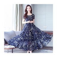 Chu Man Jia in hoa thanh lịch Đầm voan cho bộ sưu tập mùa hè của phụ nữ