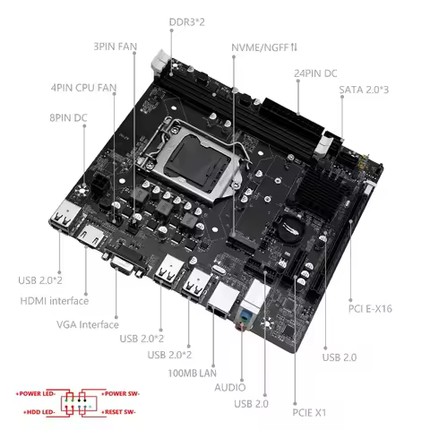 MACHINIST H61 Motherboard DDR3 8GB(2*4GB) 1600MHz RAM Memory With Intel Core I3 3240 CPU Processor A